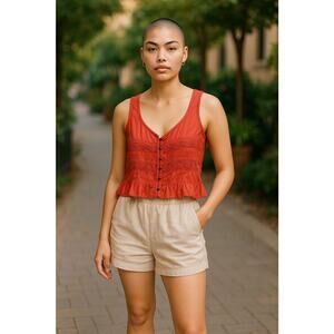 FREE PEOPLE Kianna Lace Relaxed Fit Tank Top Women's Size Medium NEW W/FLAW